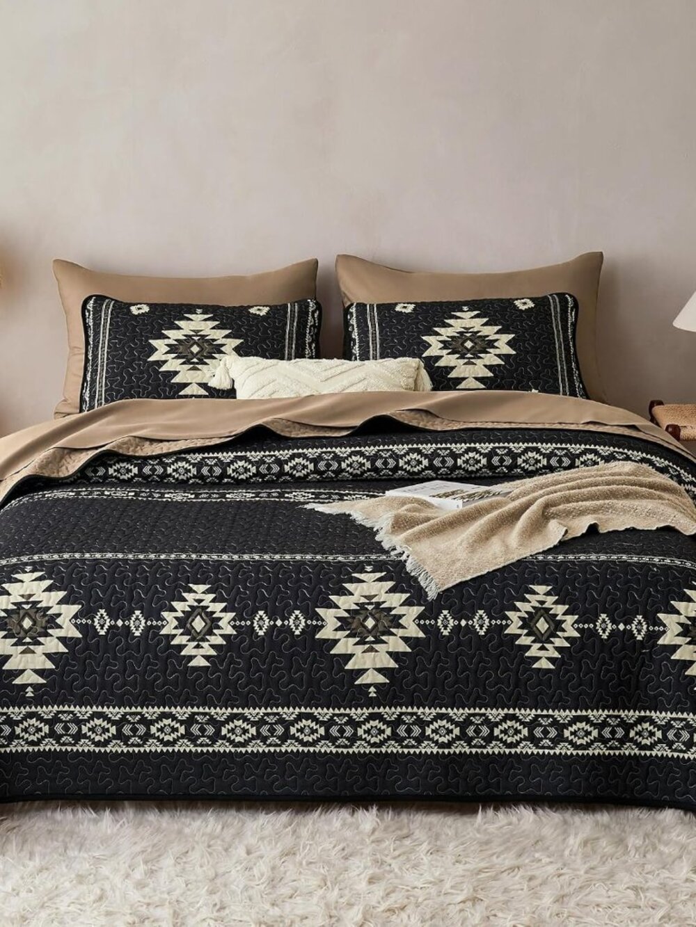 Western Quilt Set, Southwestern Aztec Country Tribal Native American Rustic Ranc